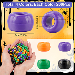 800 шт. 4 цвета непрозрачные пластиковые бусины на Хэллоуин KY-SP0001-08