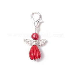 Стеклянный жемчуг и смоляной цветок роза ангел подвеска украшения HJEW-JM03121-02