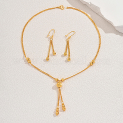 Элегантные латунные круглые бусины кисточки серьги и ожерелья комплекты для женщин HT2567