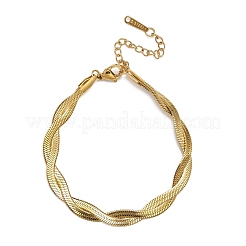 Браслет-цепочка из нержавеющей стали 304 с витой веревкой для мужчин и женщин BJEW-P284-02G