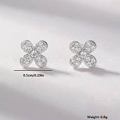 Нежные и милые серьги-гвоздики в виде цветка из серебра с цирконием QB2438-2