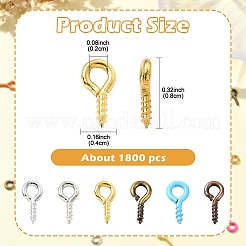 1800 шт. 6 вида цветов железный винт с ушком&nbsp;IFIN-YW0003-66