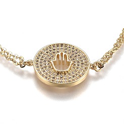 Латунные браслеты с микропаве из чистого кубического циркония BJEW-Z003-18G