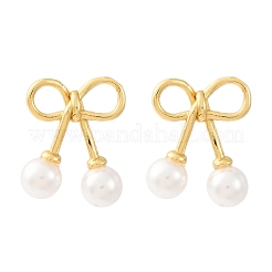 Серьги-гвоздики из вишневой латуни и АБС-пластика с жемчугом EJEW-U062-03G-01