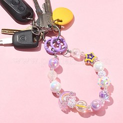 Мобильные ремешки с радужными акриловыми бусинами HJEW-JM01055