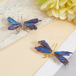 Гальванизированный сплав стрекозы натуральный турмалин дисплей украшения&nbsp;DJEW-WH20002-15P