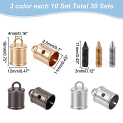 30 комплект наконечников для шнура из цинкового сплава 3 цветов FIND-WR0007-04