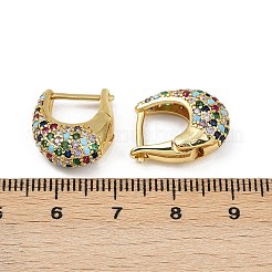 Овальные серьги-кольца из латуни с микропаве из разноцветных кубических цирконий&nbsp;EJEW-S277-10G-B