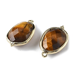 Натуральный тигровый глаз граненые овальные подвески-коннекторы&nbsp;G-H323-02G-08