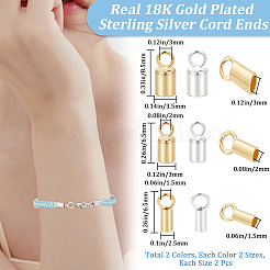 12 шт. 6 стиля 925 наконечника для шнура из стерлингового серебра STER-BBC0001-77