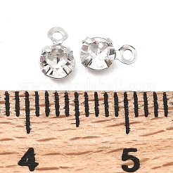 真鍮チャーム  ラウンドチャーム  ラインストーン付き  ニッケルフリー  プラチナ  6x3.5x3mm  穴：0.9mm&nbsp;KK-D024-04B-P