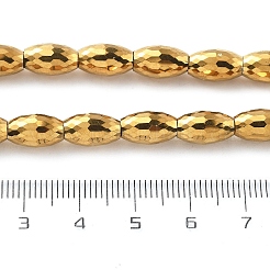 電気メッキ透明ガラスビーズ連売り  オーバル  フルメッキ  多面カット  ゴールド  10x6mm  穴：1.2mm  約39個/連  15.94''（40.5センチメートル）&nbsp;EGLA-M032-02A-FP01