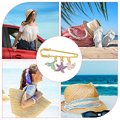 10 шт. 5 стиля броши-подвески с морской тематикой из сплава и эмали&nbsp;JEWB-FH0001-50