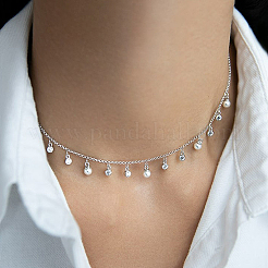 Ожерелье из стерлингового серебра с кубическим цирконием и круглыми подвесками для женщин SY0568-3