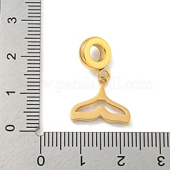 イオンプレーティング（IP）304ステンレスペンダント  rhonestoneと  魚尾  ゴールドカラー  23.5mm  穴：4.5mm&nbsp;STAS-U005-30G