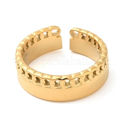 女性用304ステンレススチール中空オープンカフリング  18KGP本金メッキ  内径：17.8mm&nbsp;STAS-D085-34G