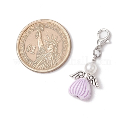 Подвеска в виде ангела из акрила и АБС-пластика с имитацией жемчуга HJEW-JM03298-02