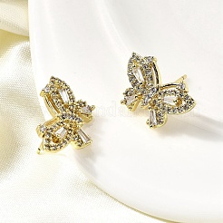 Boucles d'oreilles papillon en laiton et zircone cubique transparente&nbsp;EJEW-L261-029A-G