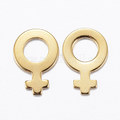ステンレススチールチャーム201個  女性のシンボル  ゴールドカラー  11x7.5x0.8mm  穴：4mm&nbsp;X-STAS-H557-19G