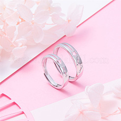 Регулируемые парные кольца из стерлингового серебра с родиевым покрытием 925 пробы JR743A