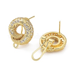 Серьги-гвоздики из латуни с микро-паве в форме пончика с кубическим цирконием&nbsp;LS-KK-E083-02G