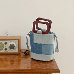 木製バッグハンドル  正方形  バッグ交換用アクセサリー  コーヒー  14.8x12.8x1cm&nbsp;FIND-WH0063-89C