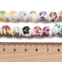 Stränge aus Porzellanperlen mit Blumenmuster in verschiedenen Stilen&nbsp;PORC-M004-02M