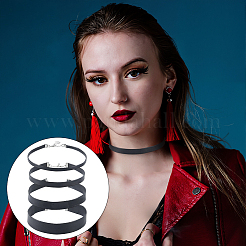 4 stücke 4 arten flache pu lederband gothic choker halsketten mit platin eisen ende ketten&nbsp;NJEW-CL0001-14
