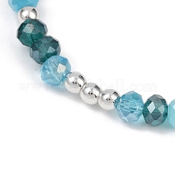 Граненые круглые гальванизированные стеклянные бусины эластичные браслеты для женщин&nbsp;BJEW-JB11628-03