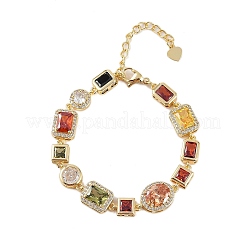 Латунные браслеты с микропаве из прозрачных кубических цирконий для женщин BJEW-M047-04G