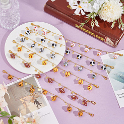 6 шт. 6 стиля латунные и эмалированные подвески-подвески для бейсбольной кепки AJEW-GO00040