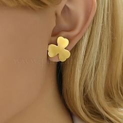 Модные серьги-гвоздики из нержавеющей стали с нестандартной формой клевера 201&nbsp;BM5388