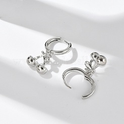 Латунные серьги-кольца с вишней&nbsp;EJEW-M077-19P-02