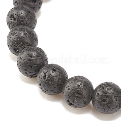 Bracelet extensible en pierre de lave naturelle et mélange de pierres et de tubes en alliage avec mauvais œil au chalumeau&nbsp;BJEW-JB08320-01