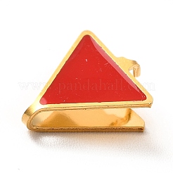 304ステンレススチールスナップオンベイル  エナメル  三角形  ゴールドカラー  レッド  11x10x3mm  ピン：0.9mm&nbsp;STAS-I193-05G-02