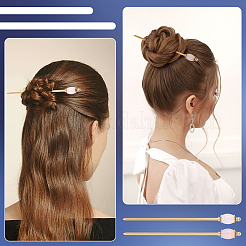 2 Stück natürliche Rosenquarz-Fassperle mit Messing-Haarstäben&nbsp;OHAR-PH00014