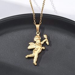 Ожерелья с подвеской в виде купидона из нержавеющей стали 304&nbsp;NJEW-H059-26G