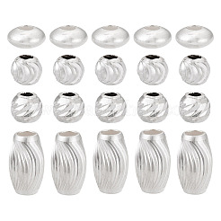 40 Stück 4 Stil 925 gewellte Abstandsperlen aus Sterlingsilber&nbsp;STER-TA0001-34