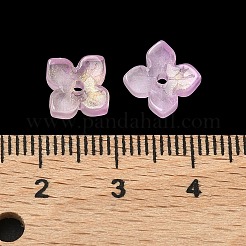 染色・加熱ガラスビーズキャップ  4  - 花びらの花  パールピンク  10x10x3.5mm  穴：1.4mm&nbsp;GLAA-Z019-01A