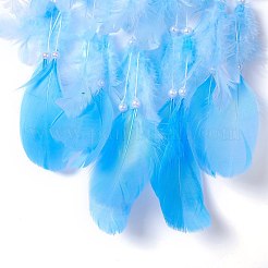 Тканая сетка/паутина ручной работы с украшением на стену из перьев&nbsp;HJEW-K035-04A