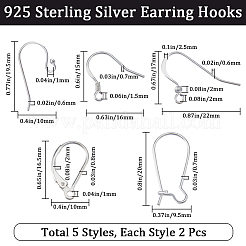 5 пара 5 стилей 925 серьги-крючки и фурнитура для серег с застежкой-молнией и колец из стерлингового серебра DIY-BBC0001-76