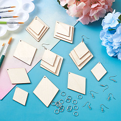 Наборы для изготовления сережек из натурального дерева в форме ромба своими руками&nbsp;DIY-YS0001-14