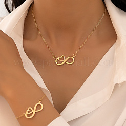 Collane con ciondolo in lega a forma di cuore e infinito e set di bracciali a maglie per donna&nbsp;FS-WG1C2CC-01