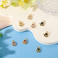 8 шт. 8-цветная латунная подвеска с кубическими цирконами в виде отпечатка лапы&nbsp;KK-TA0003-21