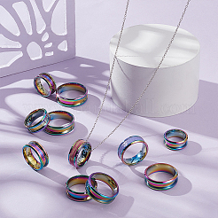 18 pieza de 9 tamaños de anillos de dedo ranurados de acero inoxidable 201&nbsp;STAS-UN0049-98MC