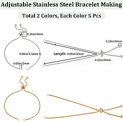 10шт 2 цвета регулируемый браслет из нержавеющей стали 304 изготовление STAS-BBC0004-83