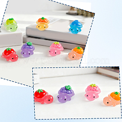 42 tortue lumineuse en résine bicolore avec décorations de fruits&nbsp;DJEW-SP0001-40