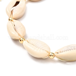 Juego de tobilleras de cuentas trenzadas de concha de cauri natural para niñas y mujeres&nbsp;AJEW-AN00451-02