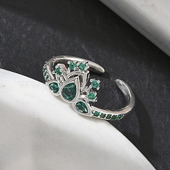Anillos abiertos de latón con micro pavé de circonita cúbica&nbsp;RJEW-Z145-06P