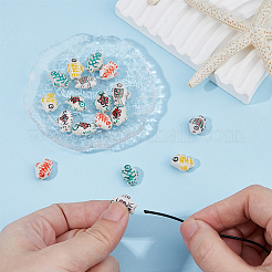 24個 6色ハンドメイドプリント磁器ビーズ  魚  ミックスカラー  14.5~15x11.5~12x7~7.5mm  穴：1.6mm  4個/カラー&nbsp;PORC-HS0001-01